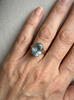 Bague années 60 Or rose Aiguë marine sur griffes