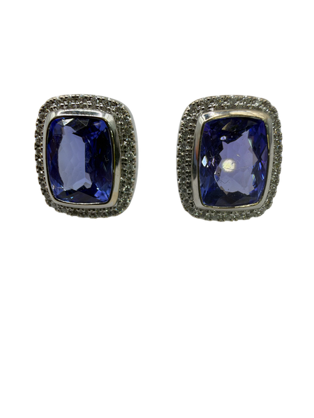 Boucles Tanzanites et Diamants Or blanc