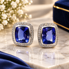 Boucles Tanzanites et Diamants Or blanc